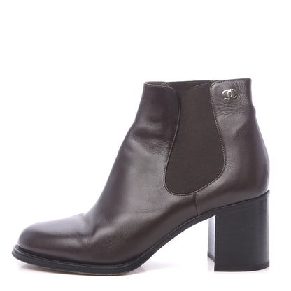 Chanel Glazed Calfskin Short Boots 39 Dark Brown 1 of 9