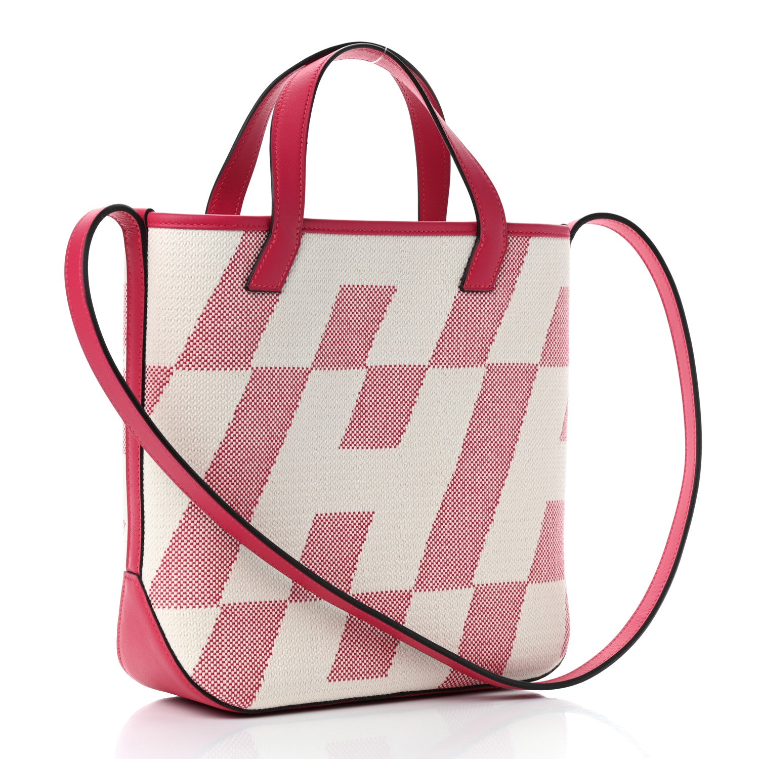 Hermes Swift Toile H Cabas H En Biais 27 Ecru Framboise 3 of 9
