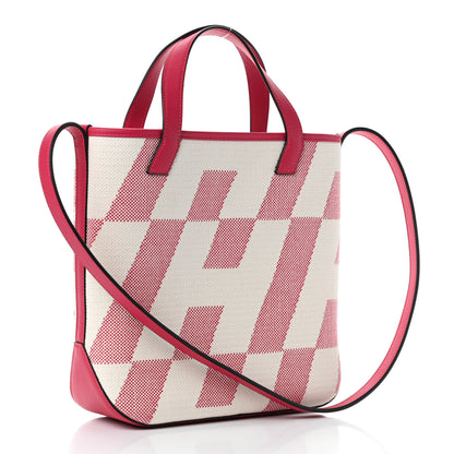 Hermes Swift Toile H Cabas H En Biais 27 Ecru Framboise 3 of 9