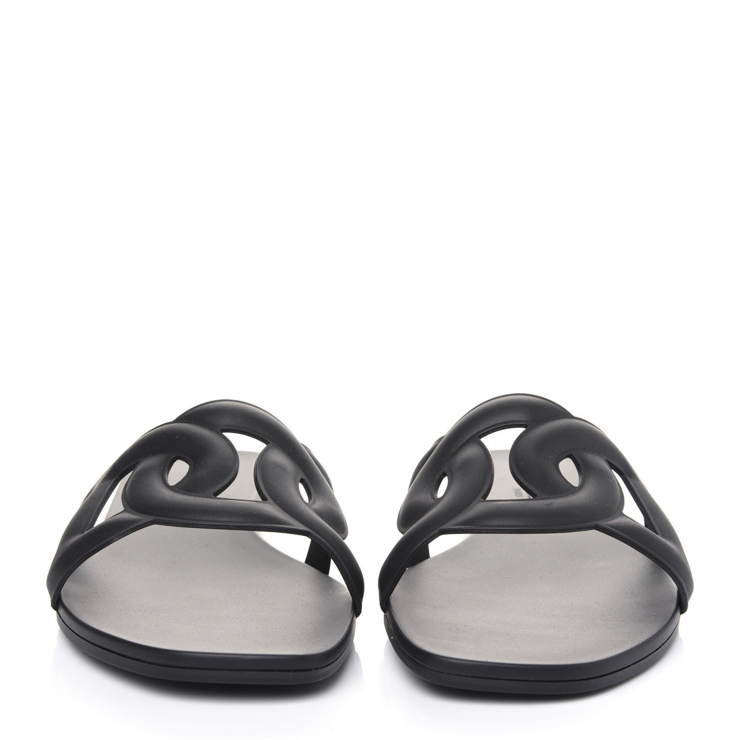 Hermes Rubber Aloha Sandals 39 Black 2 of 8