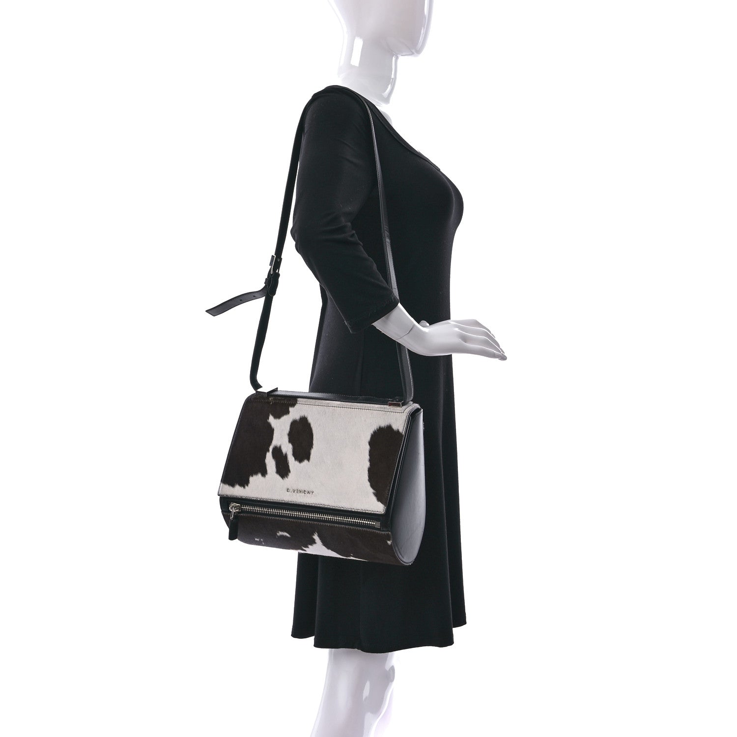 Givenchy Cow Hair Medium Pandora Box Crossbody Bag Brown White 3 of 9