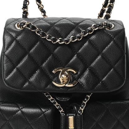 Chanel Shiny Caviar Quilted Medium Duma Pockets Drawstring Backpack Black 7 of 10