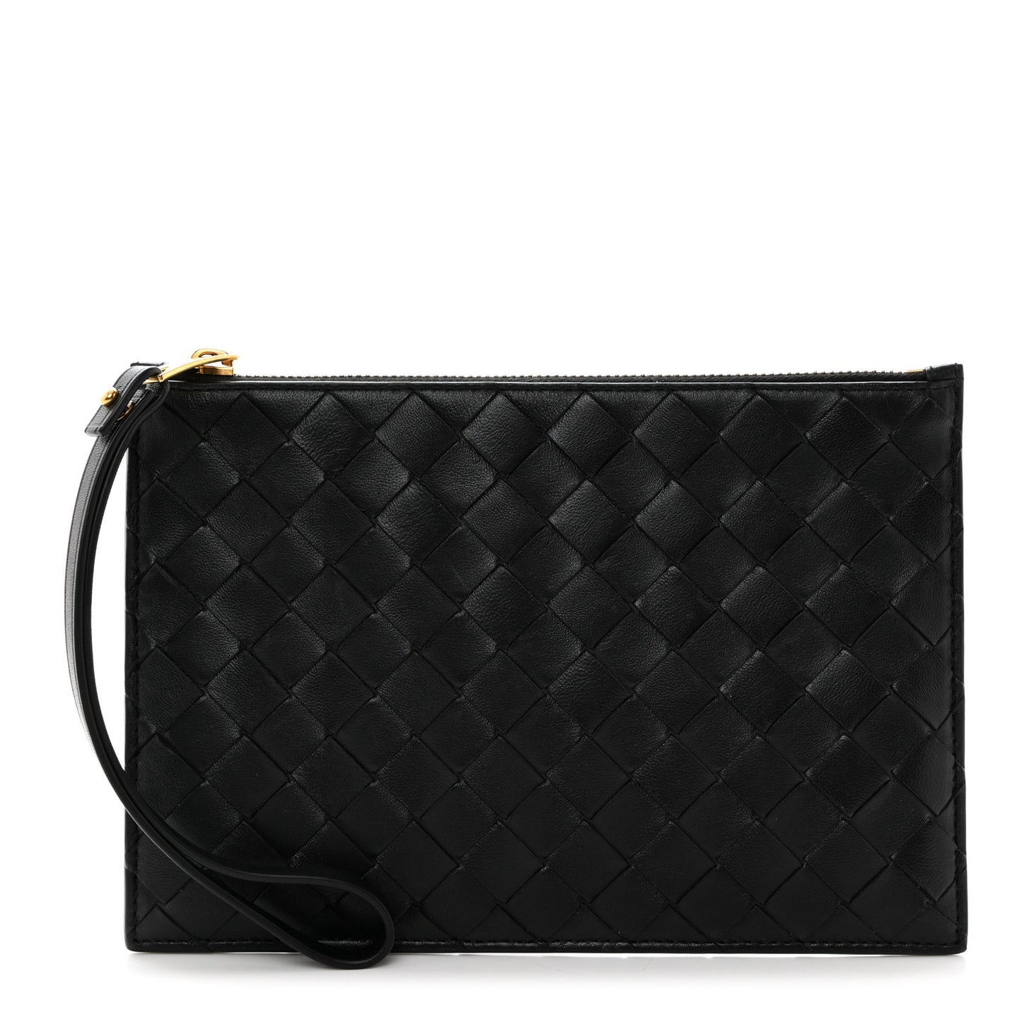 Nappa Intrecciato Wristlet Zip Wallet Black
