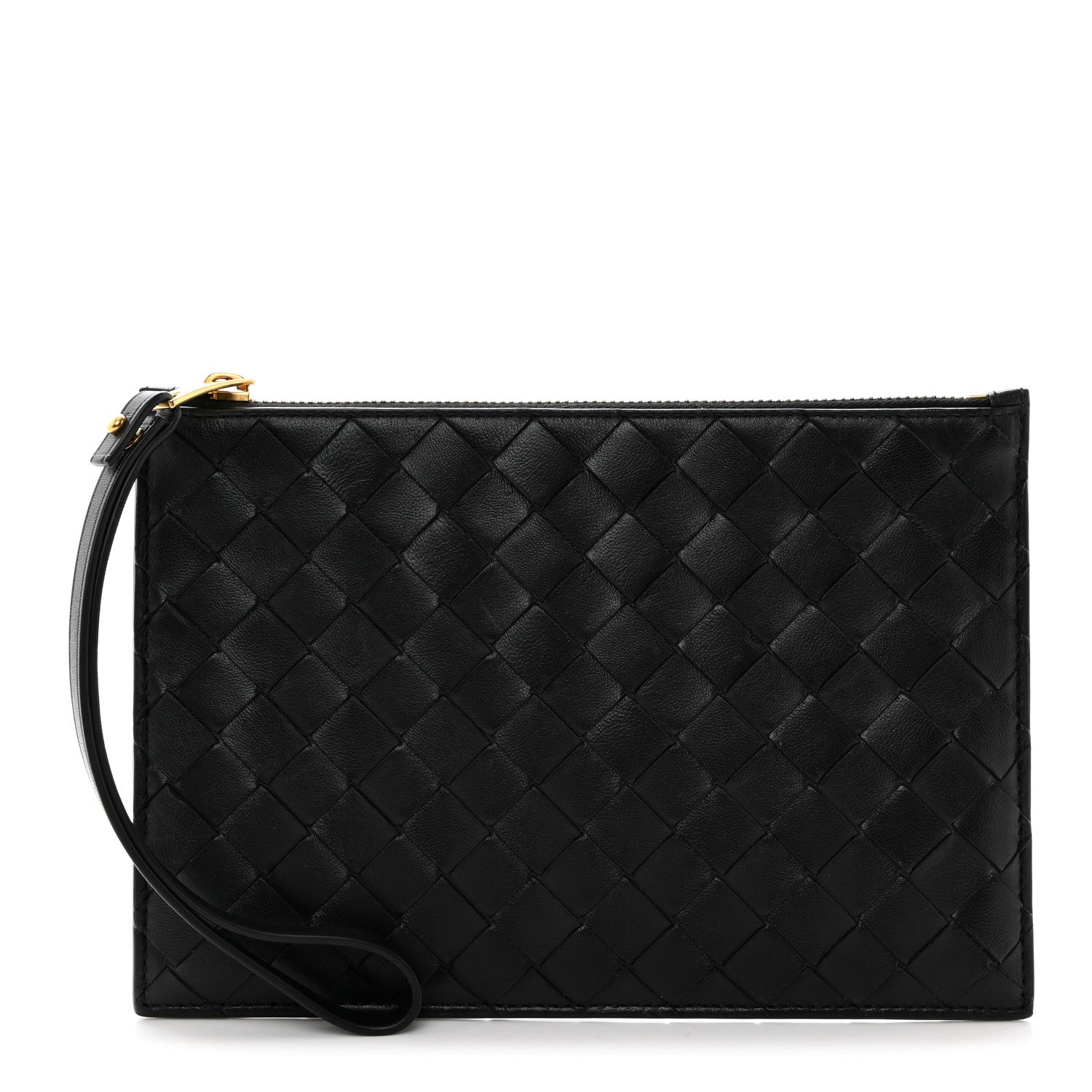 Bottega Veneta Nappa Intrecciato Wristlet Zip Wallet Black 1 of 7