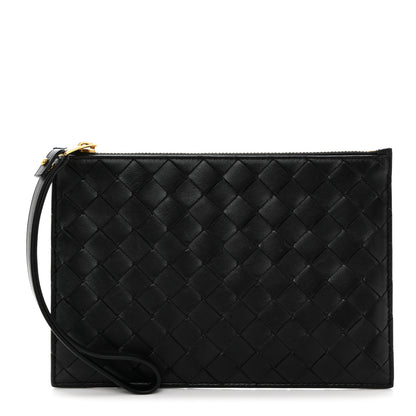 Bottega Veneta Nappa Intrecciato Wristlet Zip Wallet Black 1 of 7