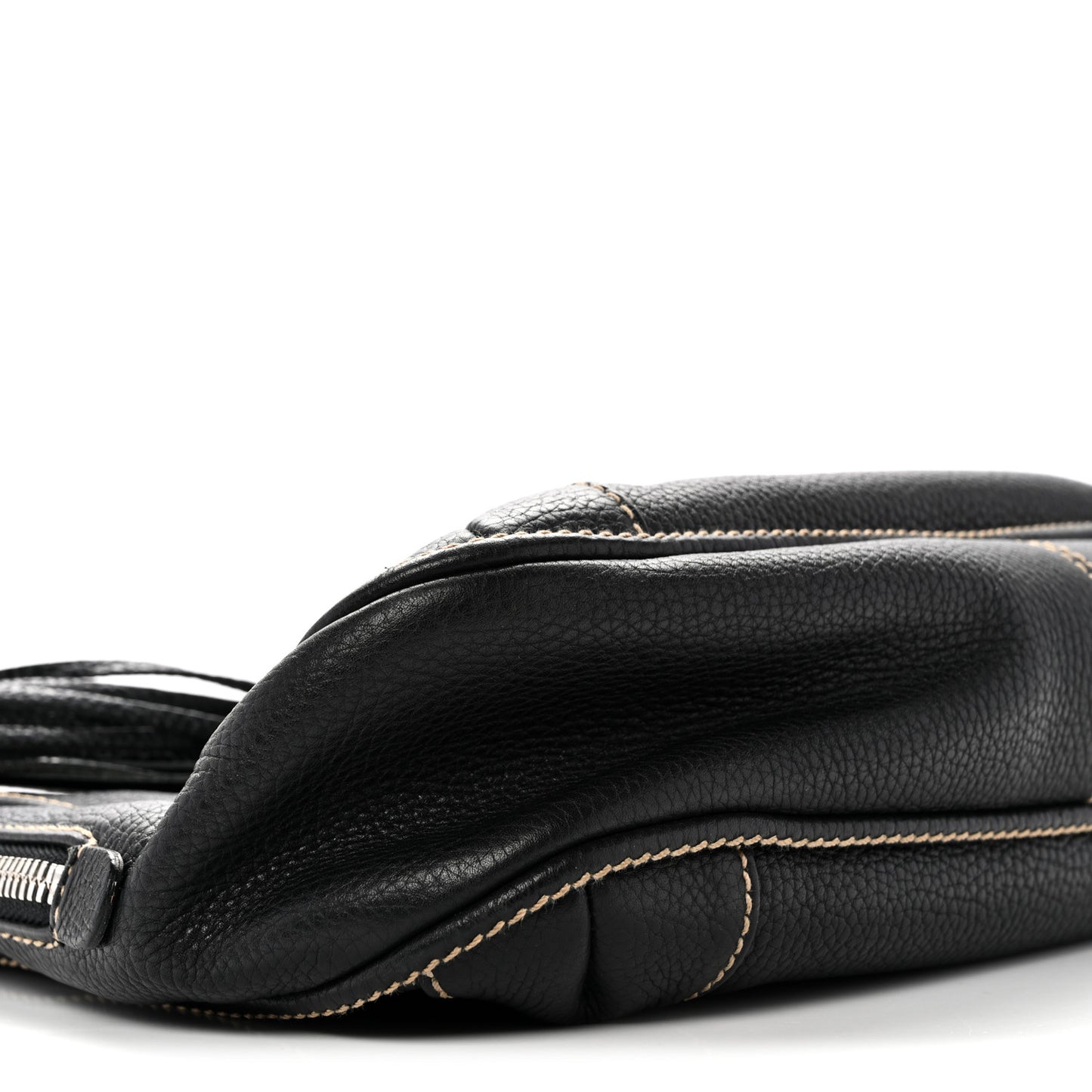 Grained Calfskin Tassel Hobo Black