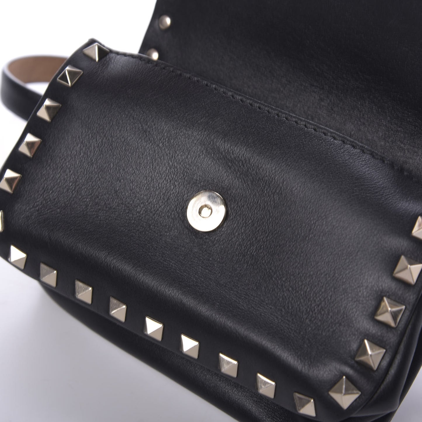Calfskin Rockstud Belt Bag Black