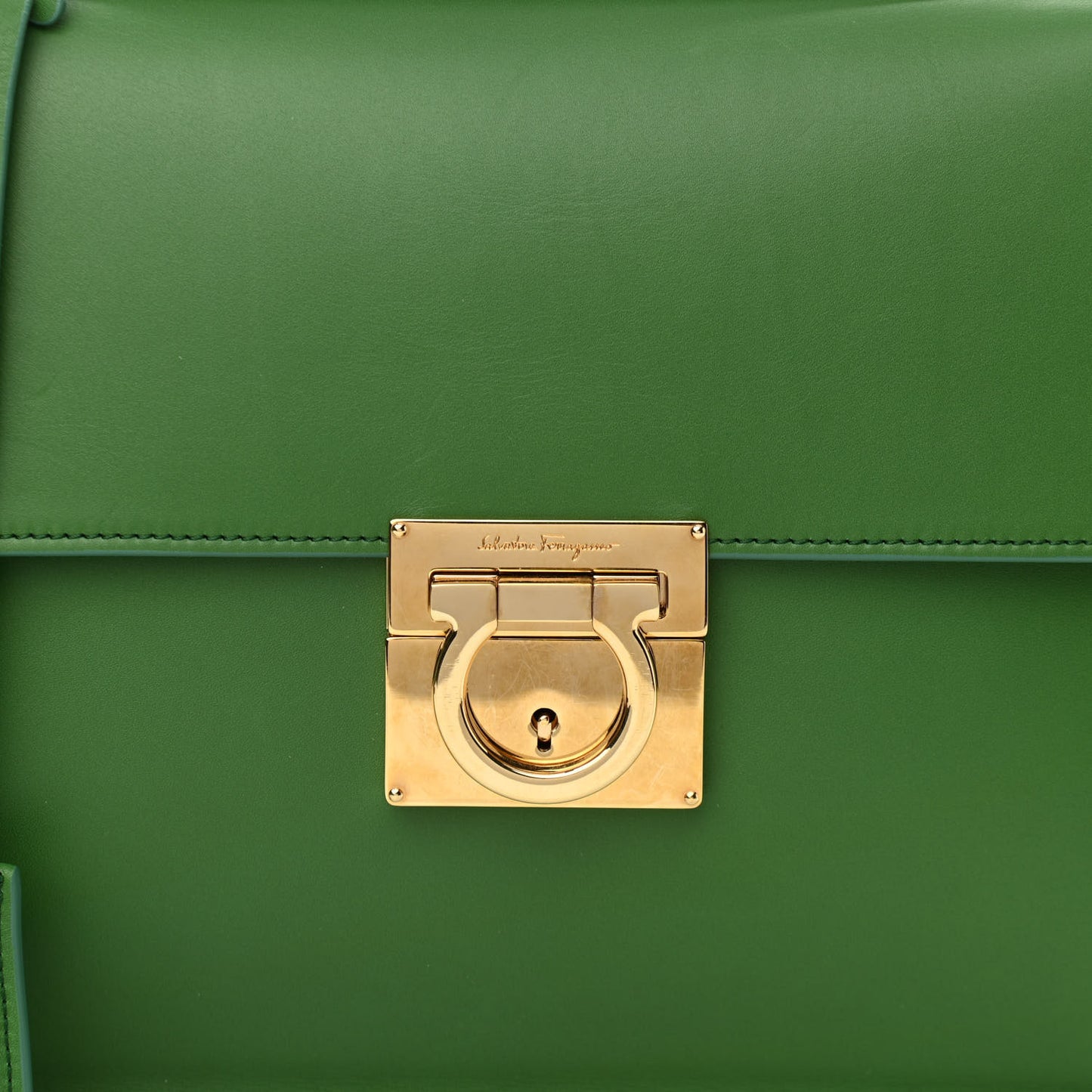 Calfskin Gancio Lock Satchel Green