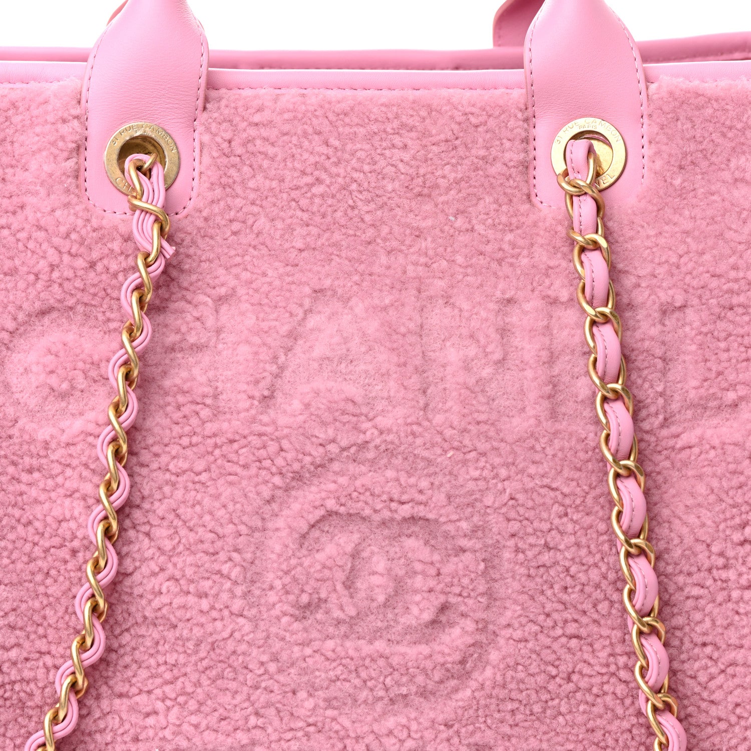 Chanel Shearling Lambskin Medium Deauville Tote Pink 9 of 12