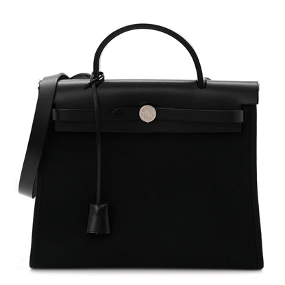 Hermes Military Toile Vache Hunter Herbag Zip PM 31 Black 1 of 11