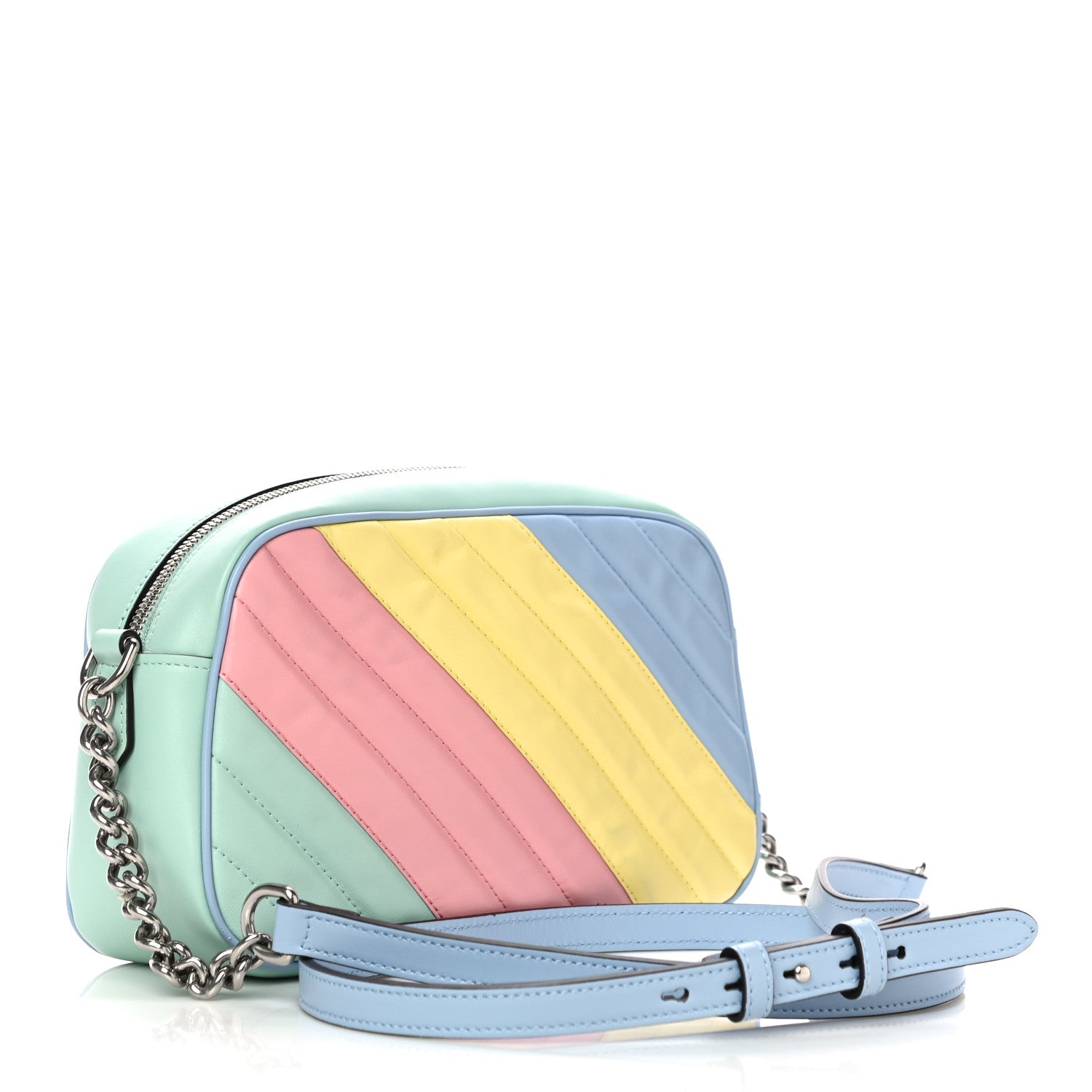 Gucci Calfskin Matelasse Diagonal Small GG Marmont Chain Shoulder Bag Multicolor Pastel 3 of 15