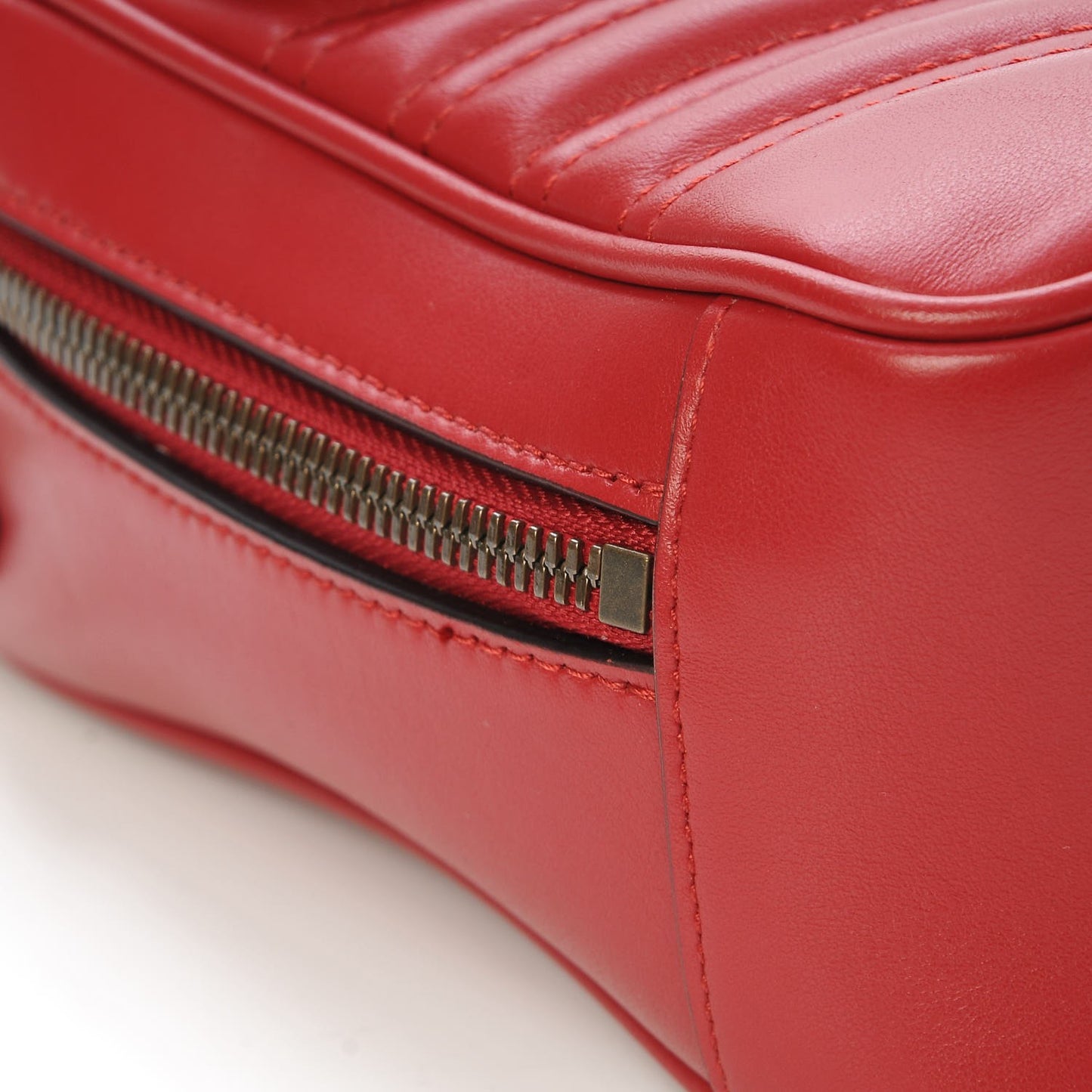 Calfskin Matelasse Sylvie Web Small GG Marmont Top Handle Shoulder Bag Hibiscus Red