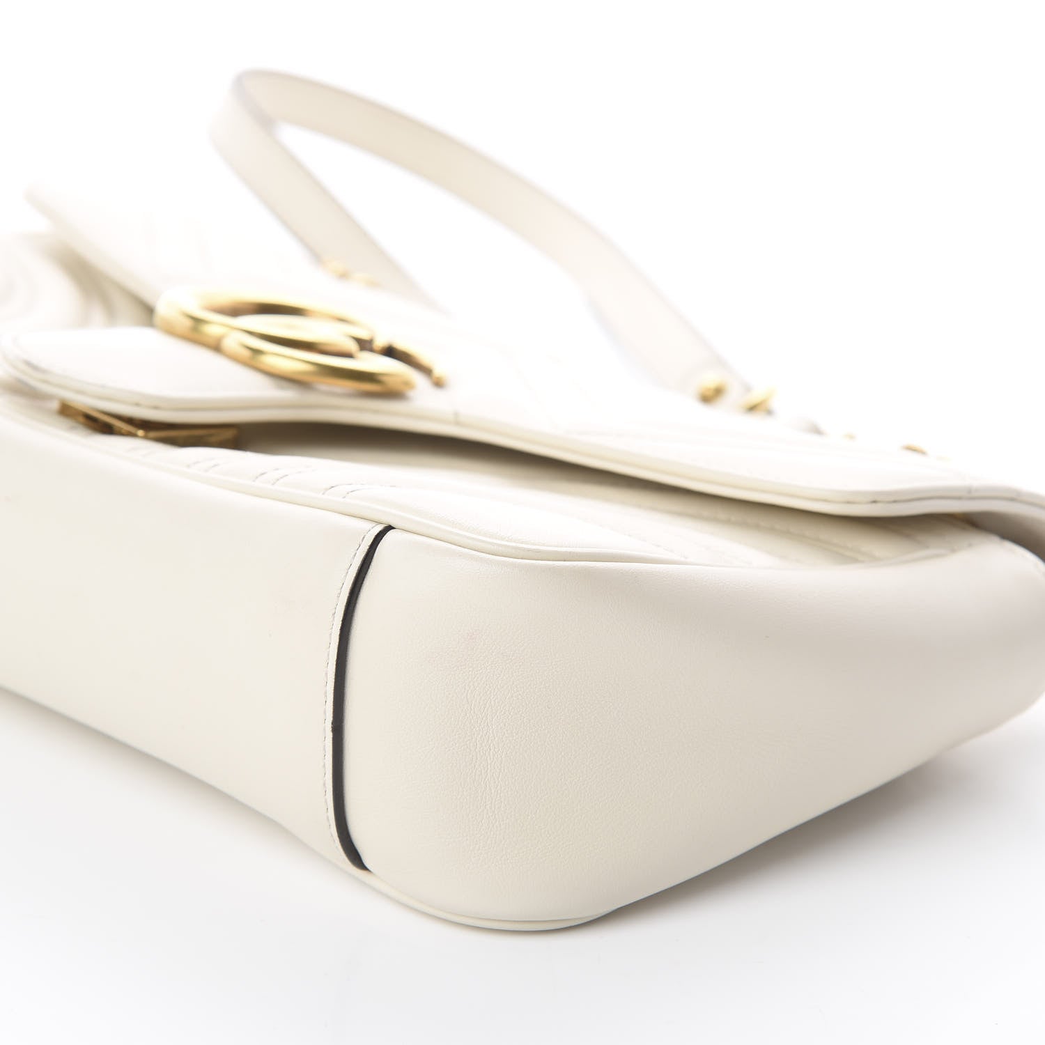 Gucci Calfskin Matelasse Small GG Marmont Shoulder Bag White 6 of 8