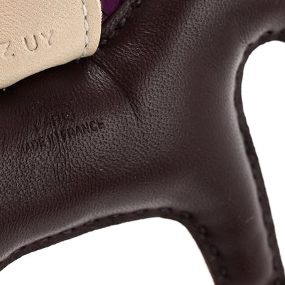 Hermes Milo Lambskin Grigri Rodeo Horse Bag Charm PM Rouge Sellier Craie Violet 3 of 5