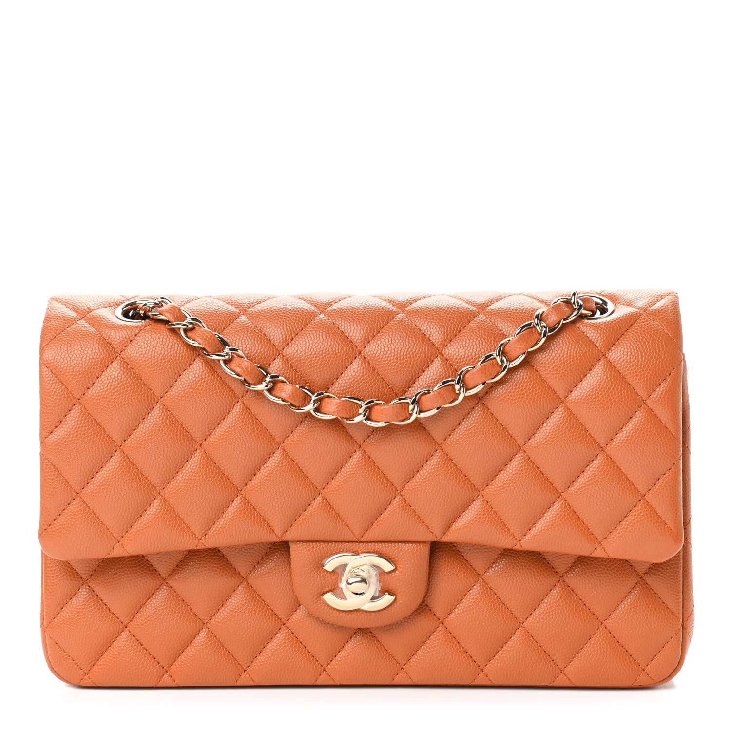Chanel Caviar Quilted Medium Double Flap Light Brown 1 of 8