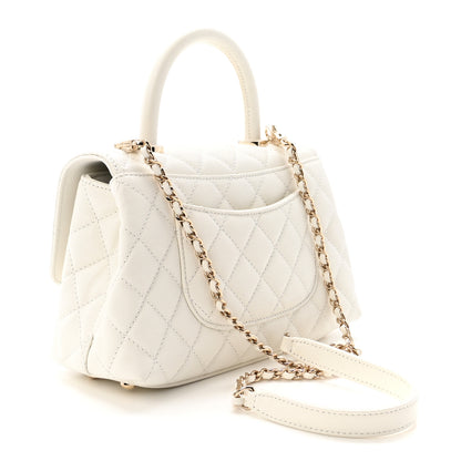 Chanel Caviar Quilted Mini Coco Handle Flap White 3 of 10