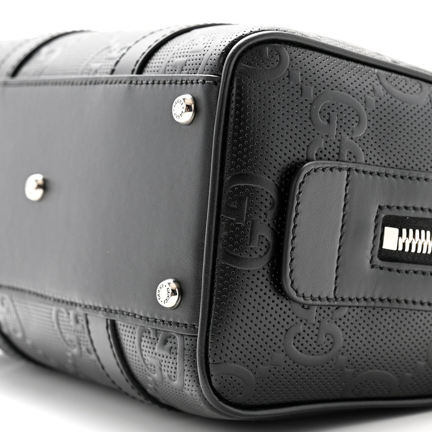 Calfskin GG Tennis Embossed Mini Duffle Bag Black