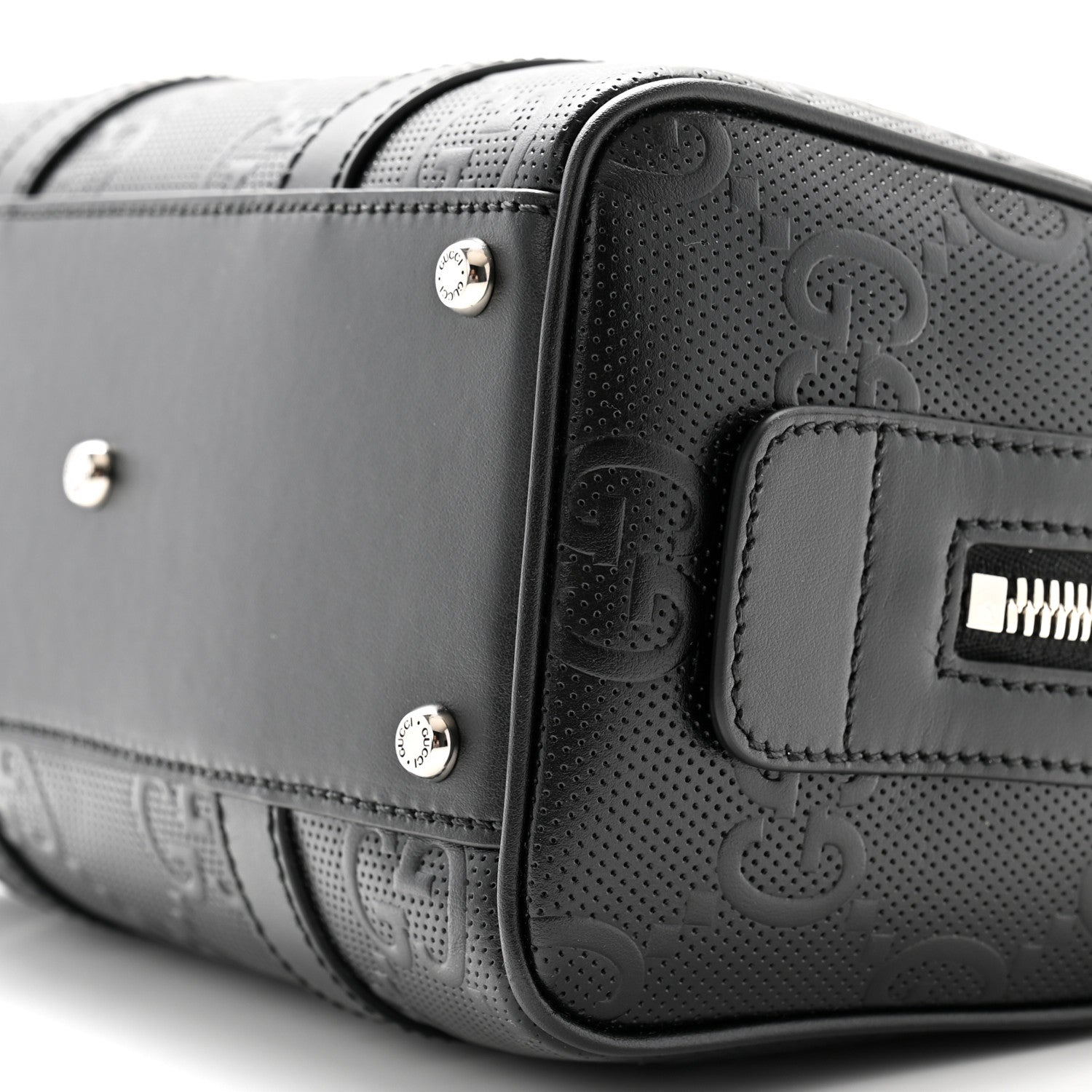 Gucci Calfskin GG Tennis Embossed Mini Duffle Bag Black 10 of 11