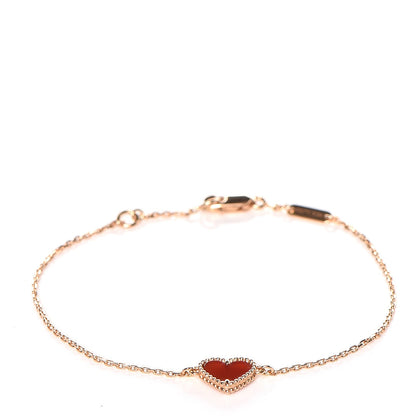 Van Cleef & Arpels 18K Rose Gold Carnelian Sweet Alhambra Heart Bracelet 9 of 13