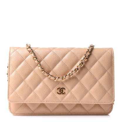 Chanel Caviar Quilted Wallet On Chain WOC Beige 1 of 11