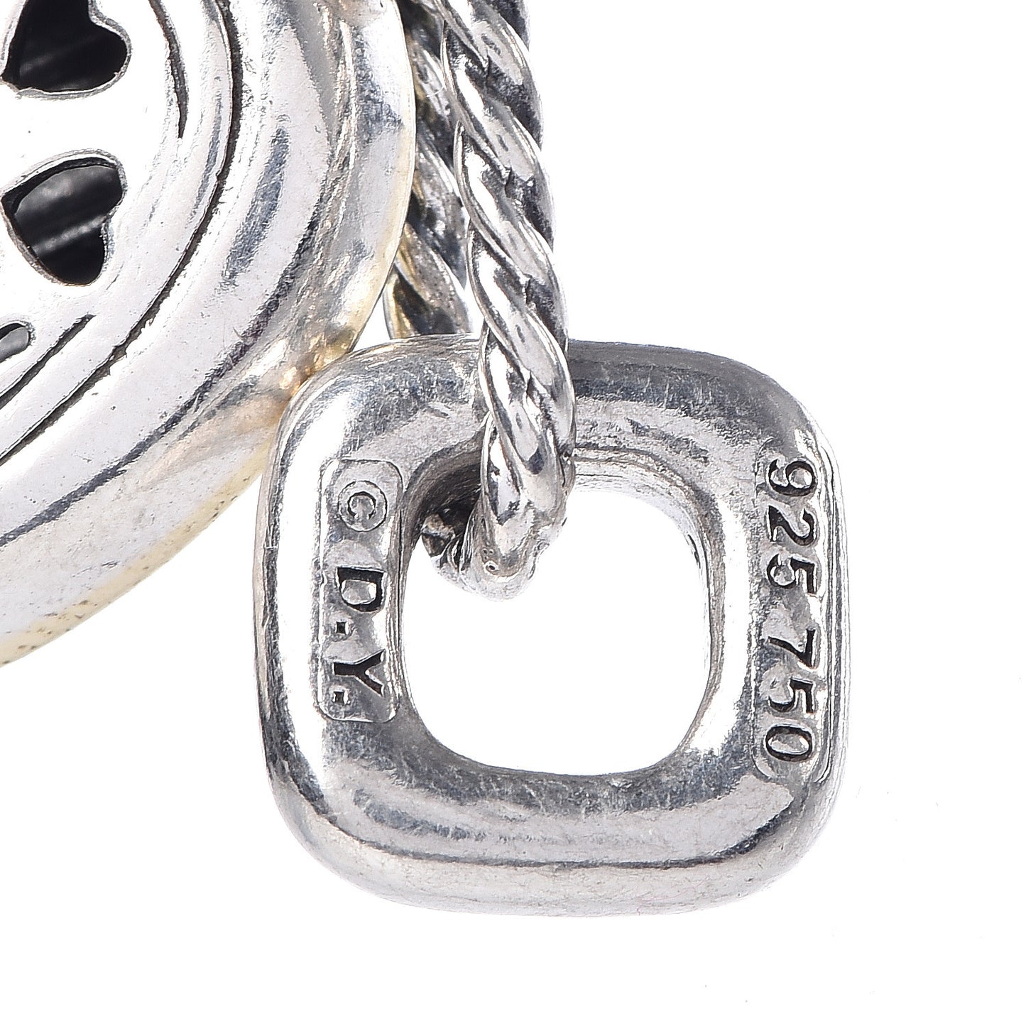Sterling Silver 18K Yellow Gold Cable Heart Figaro Necklace