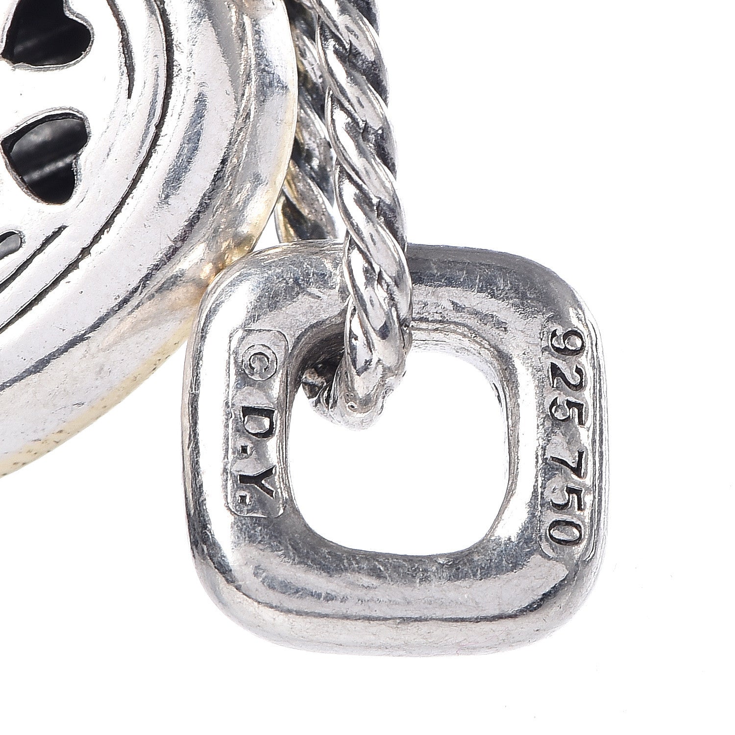 David Yurman Sterling Silver 18K Yellow Gold Cable Heart Figaro Necklace 5 of 5