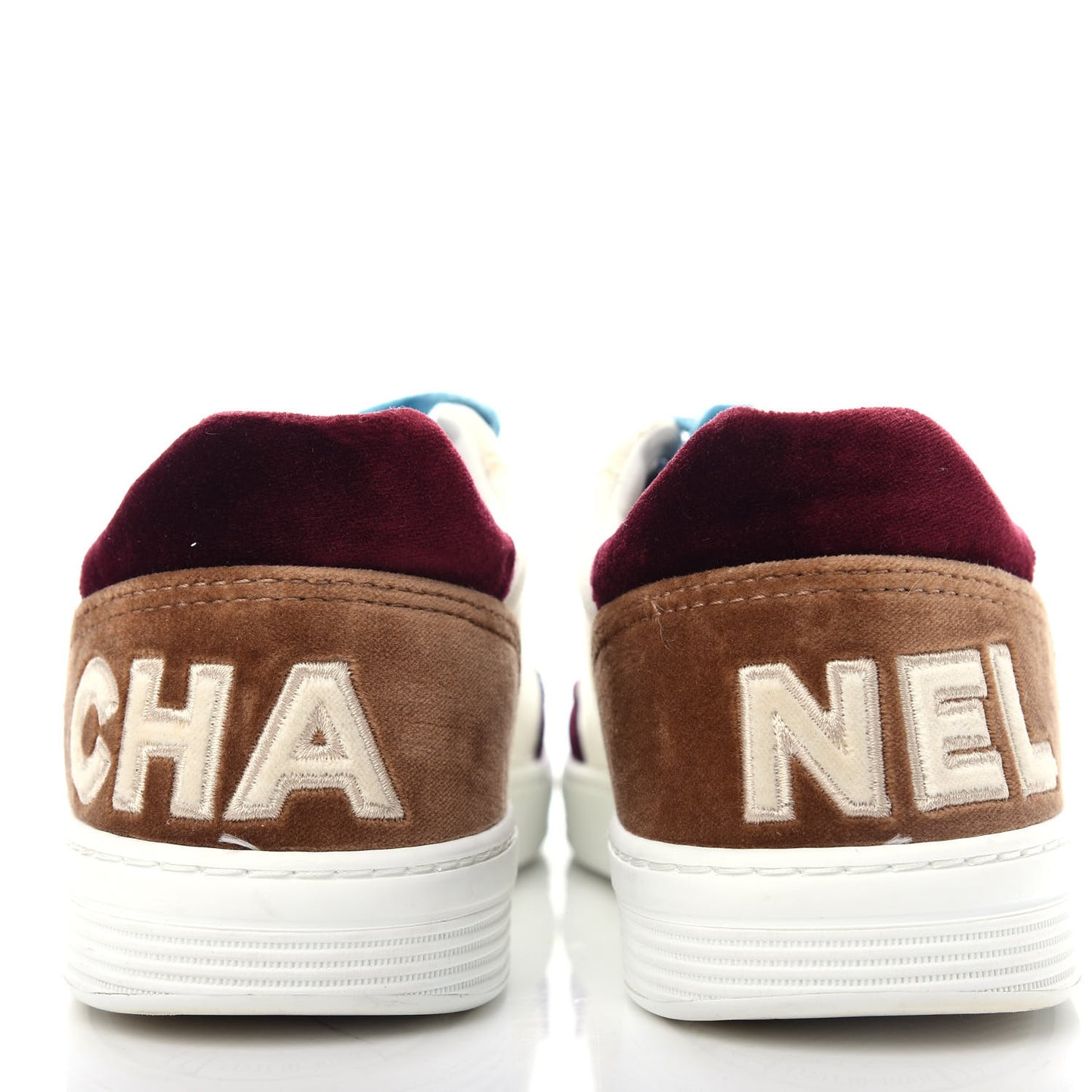 Calfskin Velvet Womens Logo Sneakers 38 Multicolor