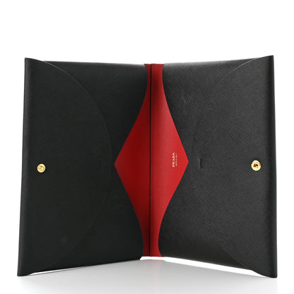 Prada Saffiano Pouch Black Rosso 6 of 9