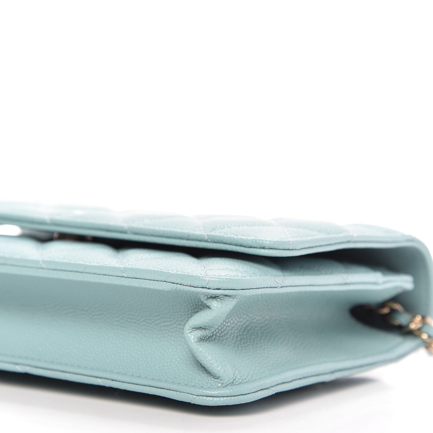 Caviar Quilted Wallet On Chain WOC Light Blue