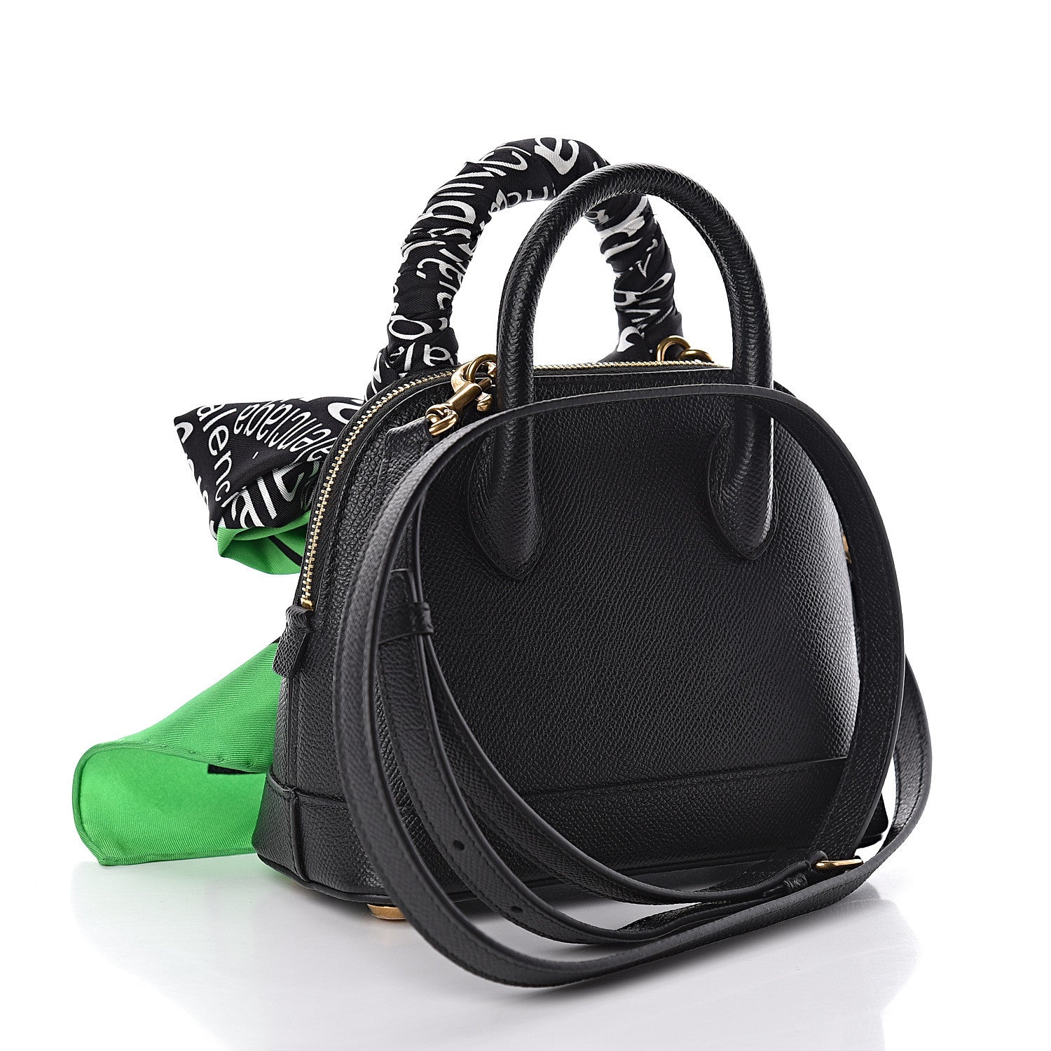 Balenciaga Grained Calfskin XXS Ville Top Handle Bag Scarf Black 3 of 11