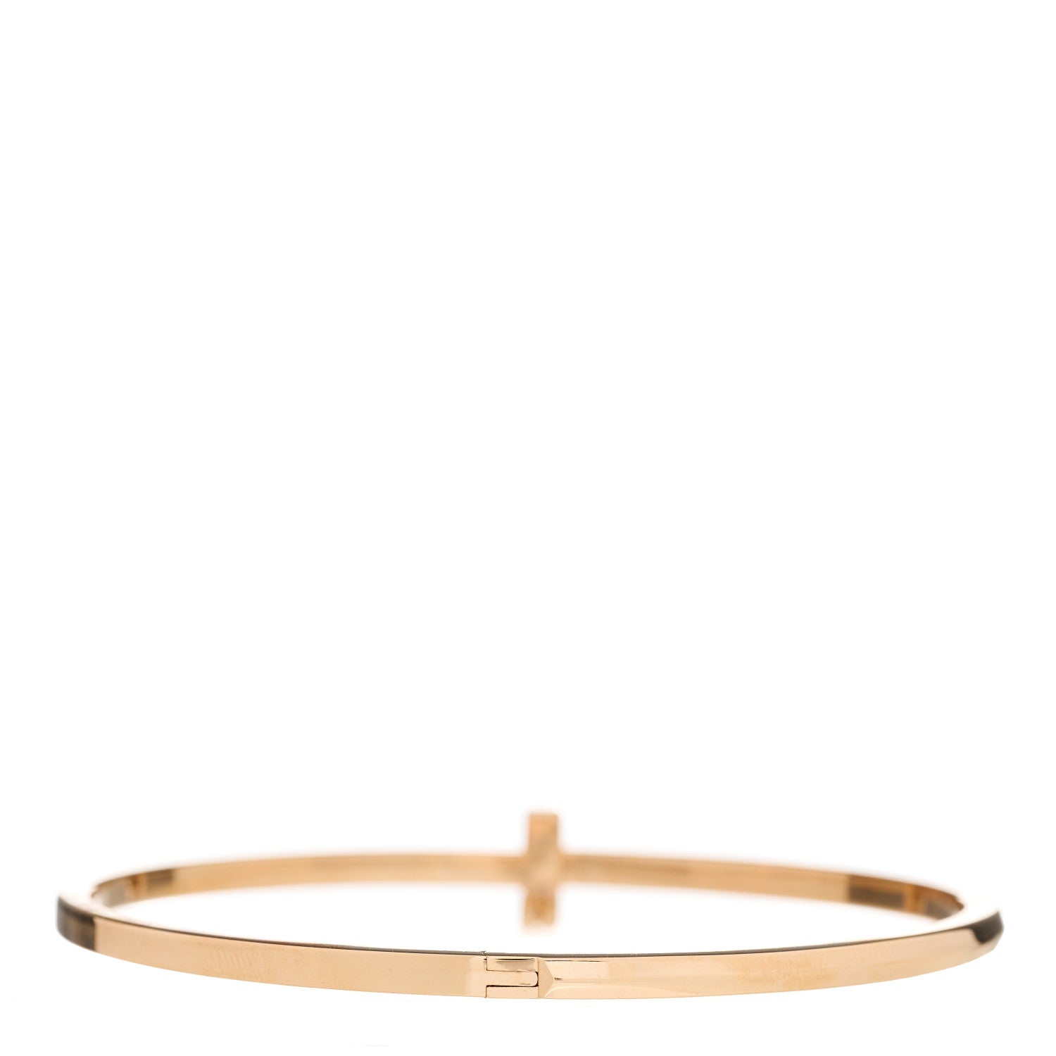 Tiffany 18K Rose Gold Narrow T T1 Hinged Bangle Bracelet 2 of 3