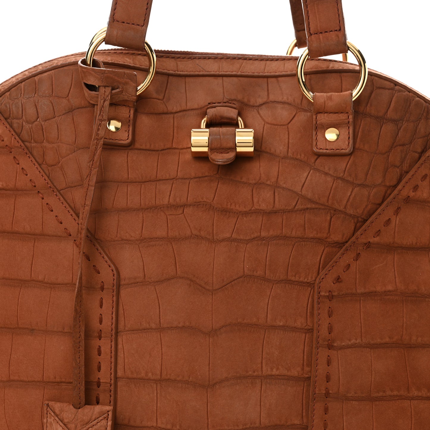 Nubuck Crocodile Embossed Oversized Muse Brown