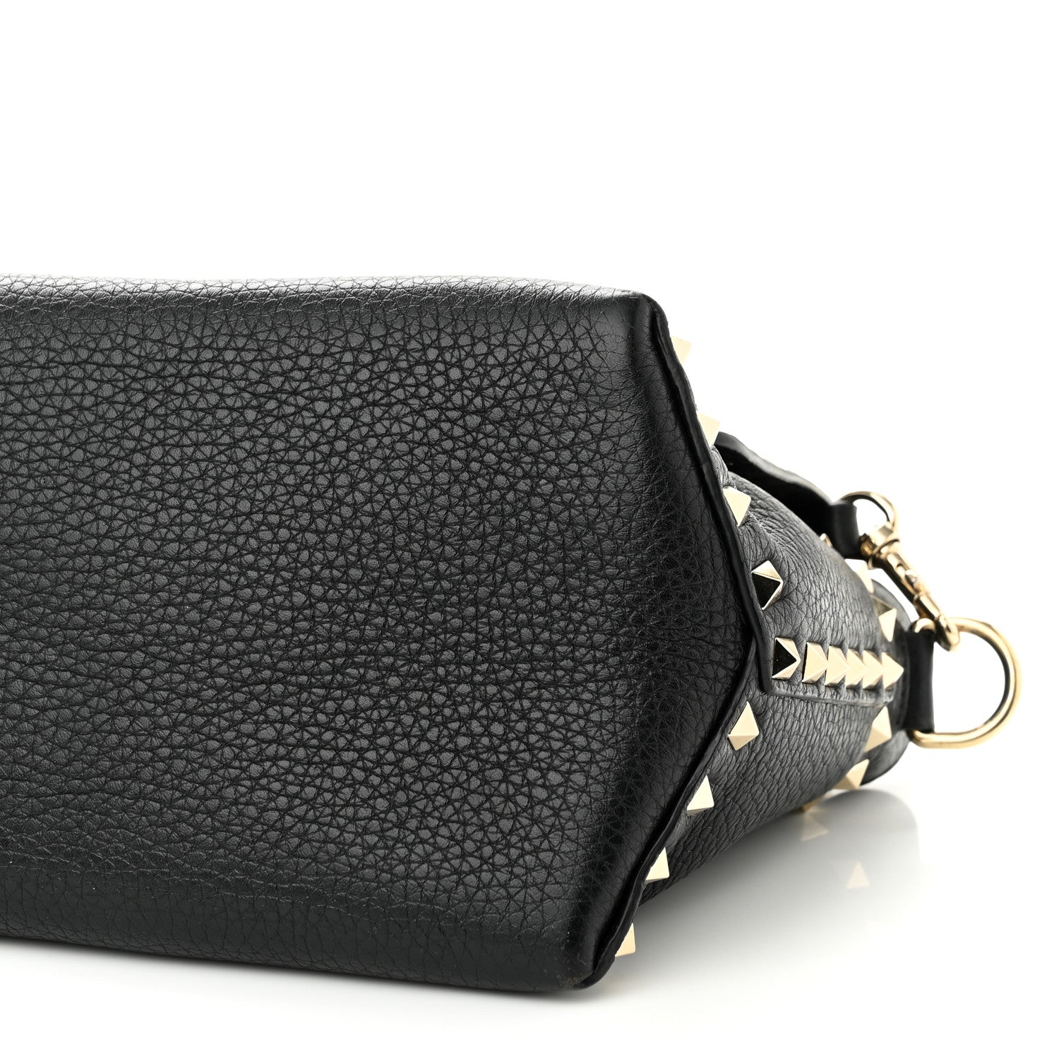 Valentino Garavani Pebbled Calfskin Medium Rockstud Top Handle Shoulder Bag Black 9 of 13