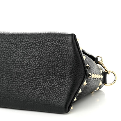 Valentino Garavani Pebbled Calfskin Medium Rockstud Top Handle Shoulder Bag Black 9 of 13
