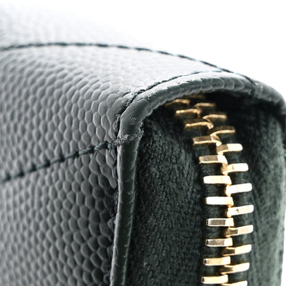 Saint Laurent Grain De Poudre Matelasse Chevron Monogram Zip Around Wallet New Vert Fonce 9 of 11