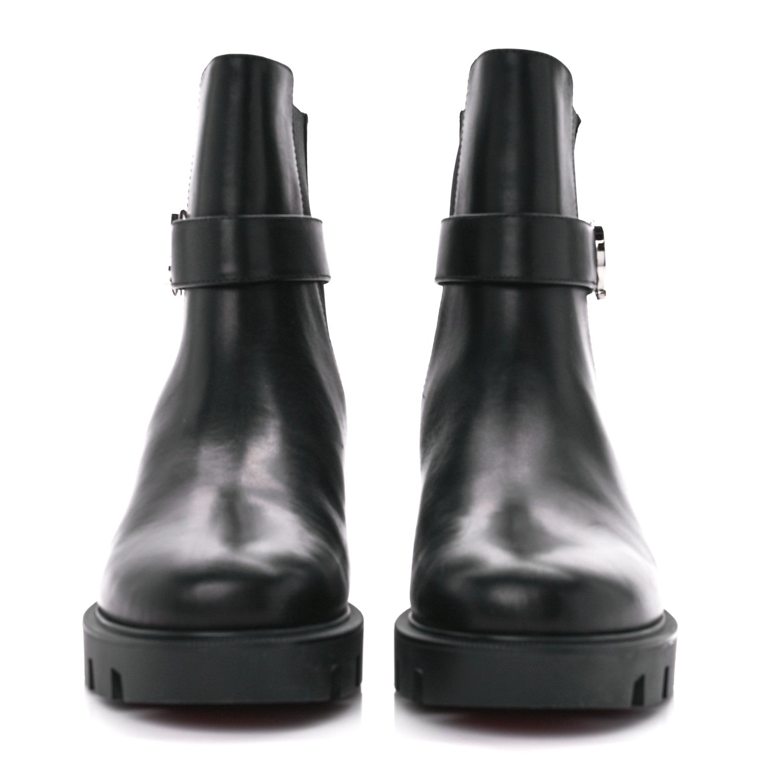 Christian Louboutin Calfskin Ingrassato Flat Chelsea Booties 39.5 Black 2 of 9
