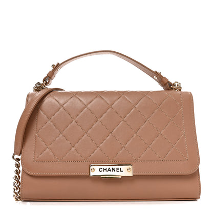 Chanel Grained Calfskin Quilted Large Label Click Flap Bag Beige 1 of 10