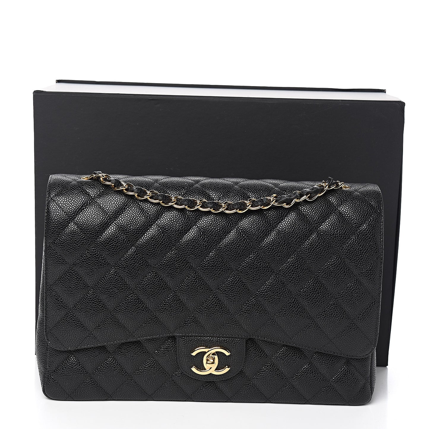 Caviar Quilted Maxi Double Flap Black