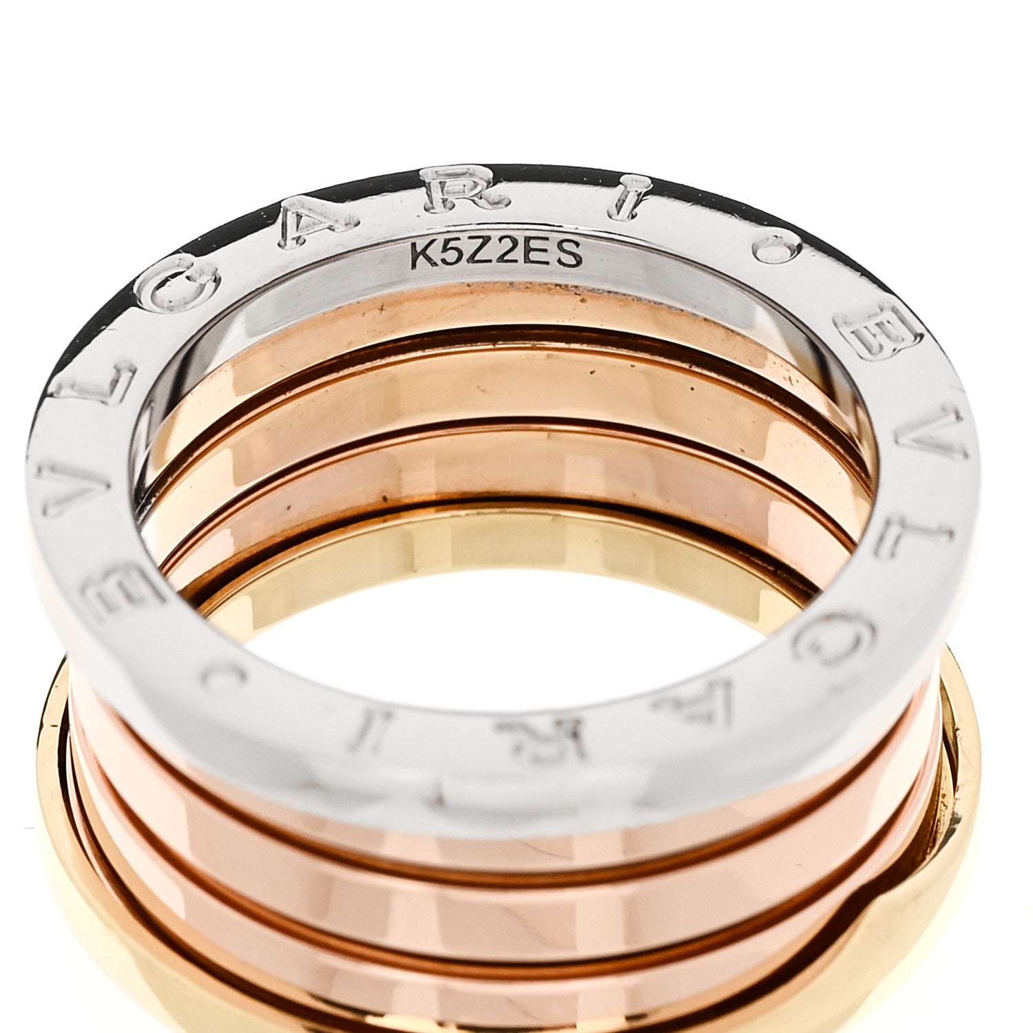 Bulgari 18K Rose White Yellow Gold B.Zero1 Four-Band Ring 53 6.5 5 of 6