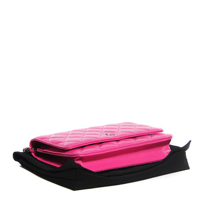 Chanel Lambskin Quilted Wallet On Chain WOC Dark Pink 4 of 8