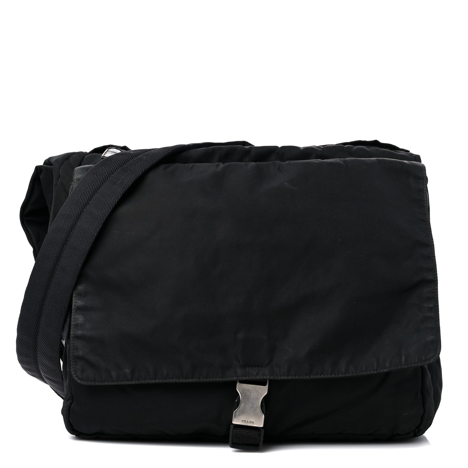 Prada Tessuto Nylon Saffiano Messenger Satchel Black 1 of 18