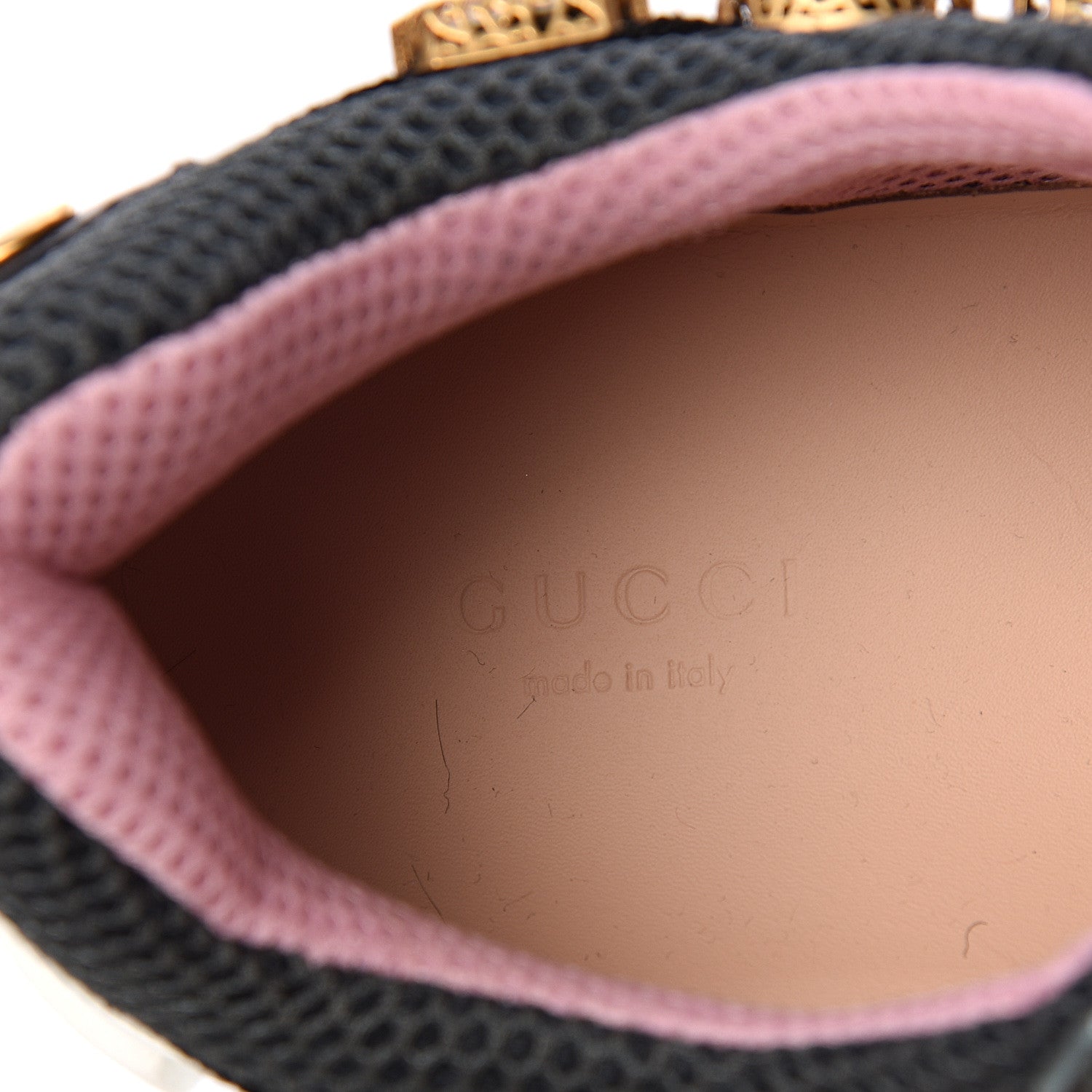 Gucci X SEGA Metallic Calfskin Removable Crystals Womens Flashtrek Sneakers 38 Lago Loess Silver 9 of 10