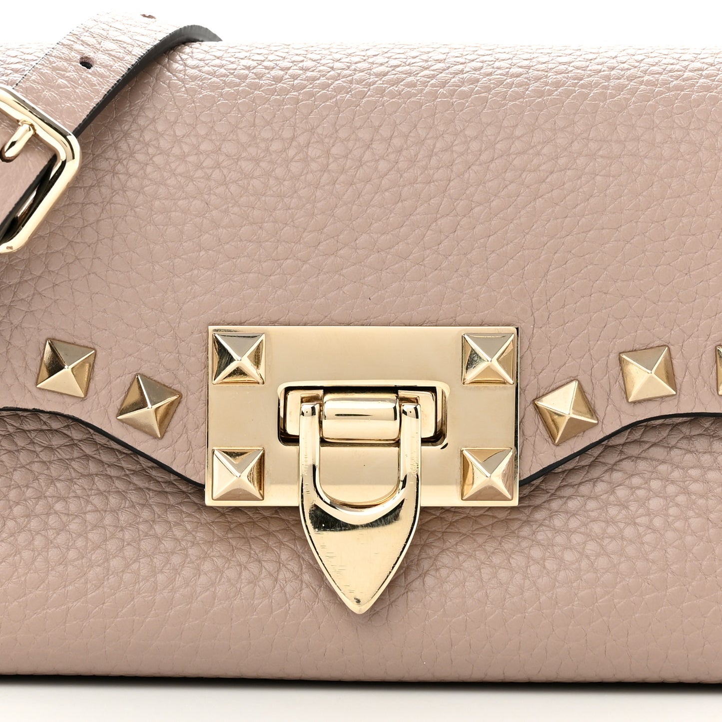 Pebbled Calfskin Mini Rockstud Crossbody Bag Poudre