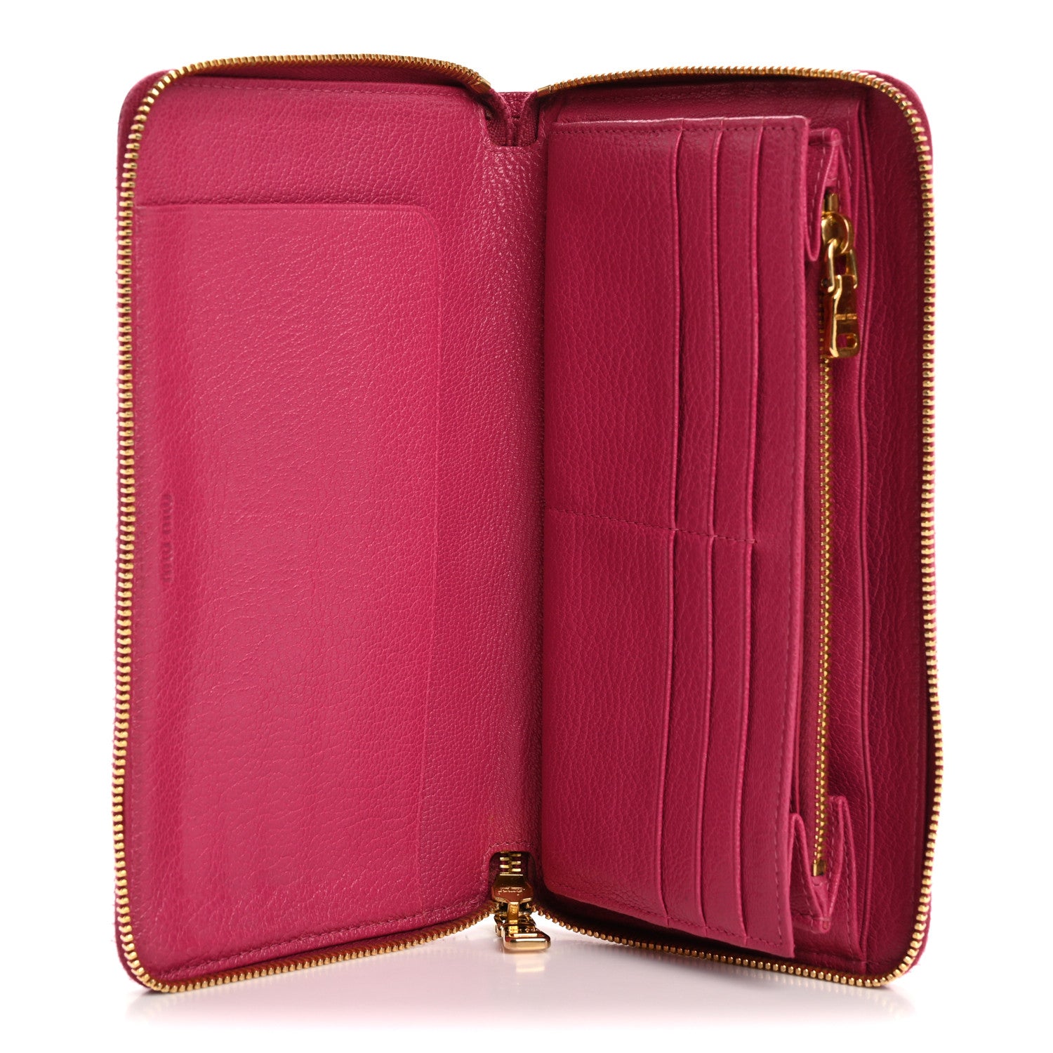 Miu Miu Goatskin Madras Zip Around Wallet Pink 5 of 17