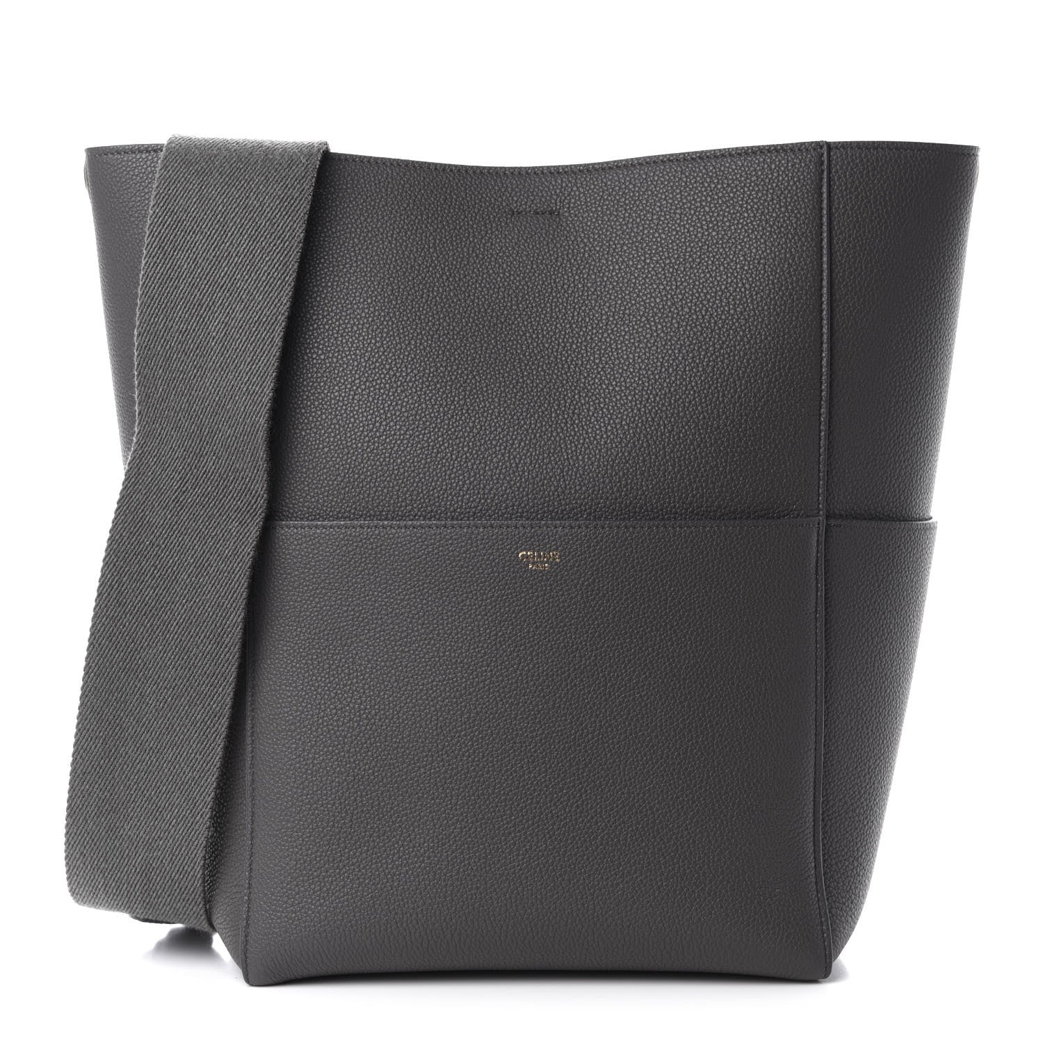 Celine Soft Grained Calfskin Sangle Bucket Bag Grey 1 of 10