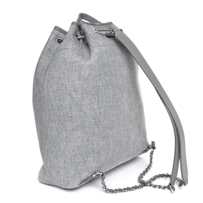 Chanel Canvas Large Deauville Backpack Grey 3 of 7