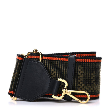 Fendi Cannete Ribbon Poly Vitello Century Logo Adjustable Strap You Green Red 1 of 5