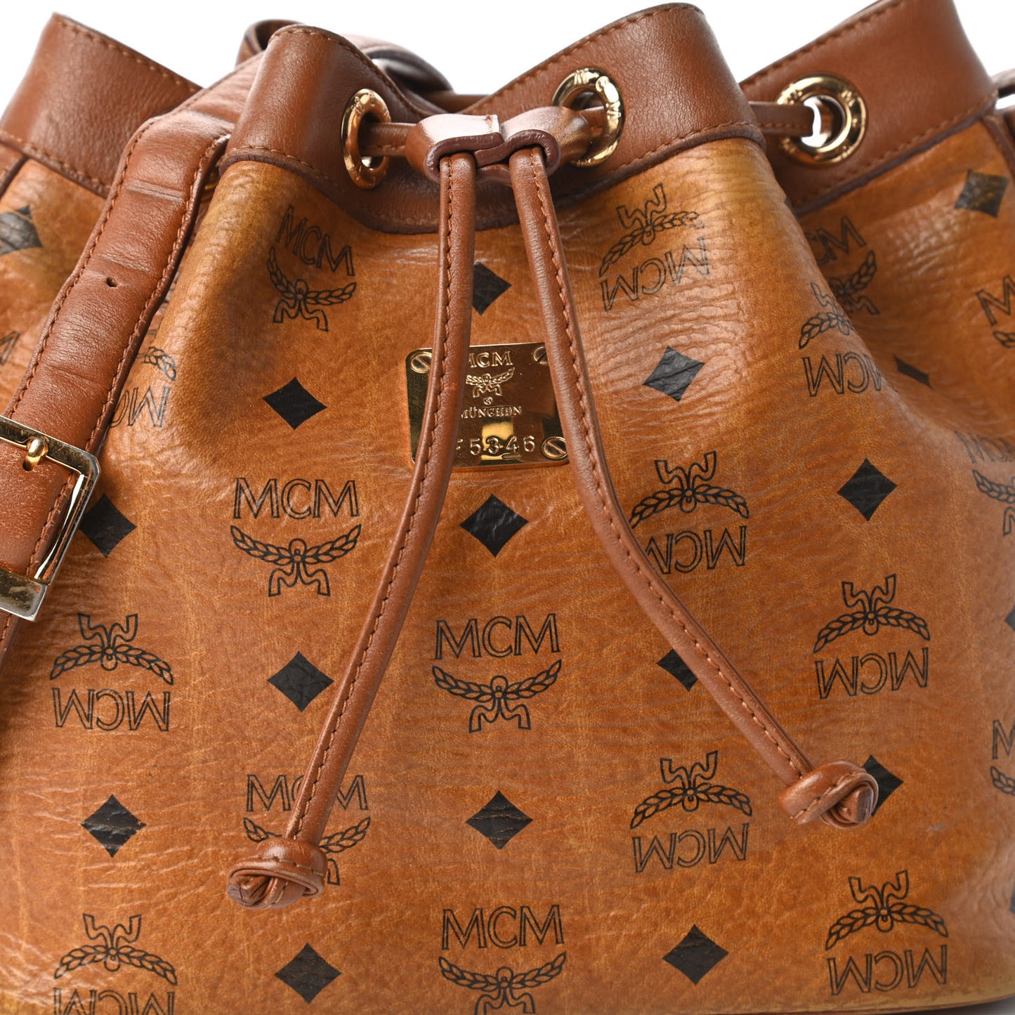 Visetos Essential Drawstring Bucket Bag Cognac