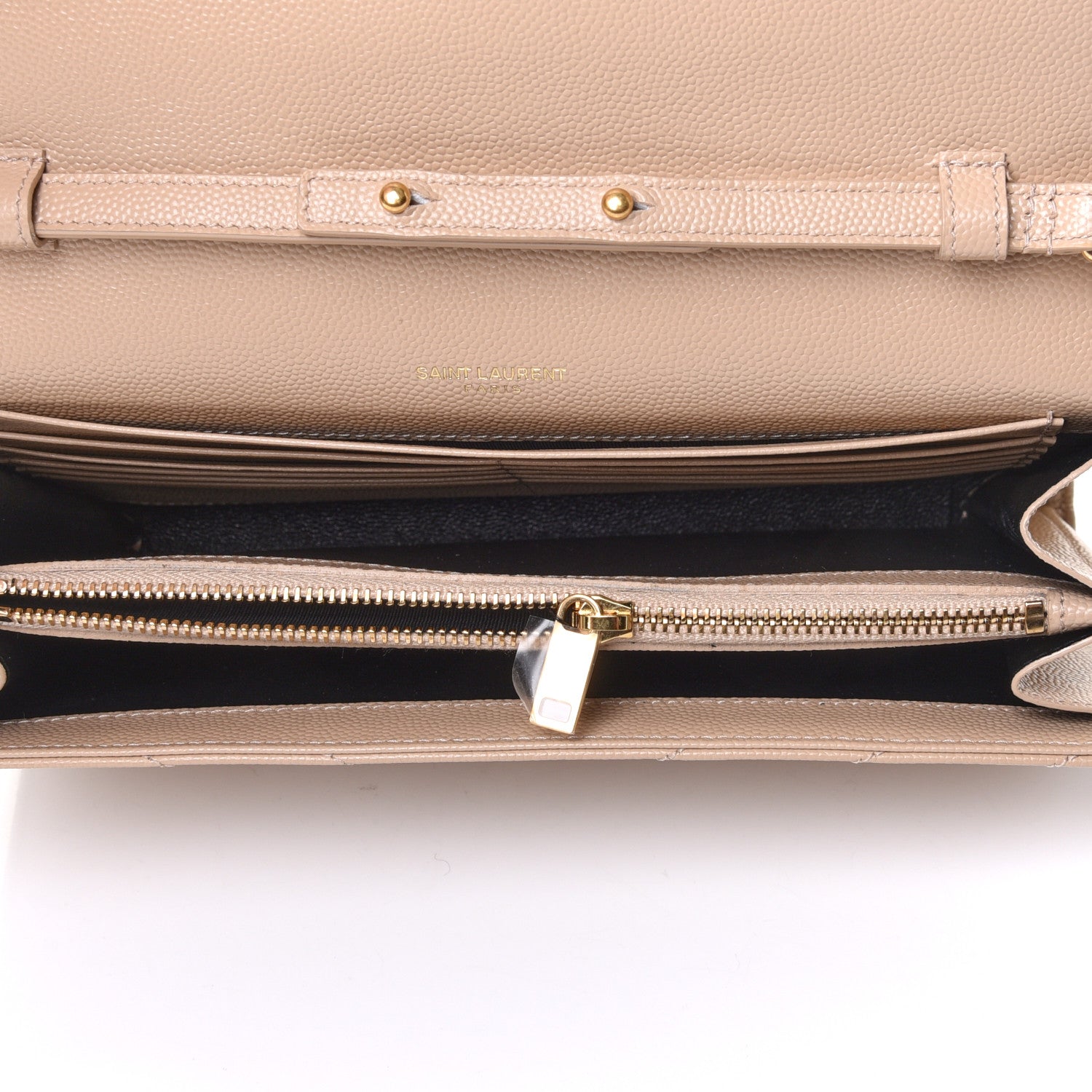 Saint Laurent Grain De Poudre Matelasse Chevron Monogram Chain Wallet Nude Powder 4 of 4
