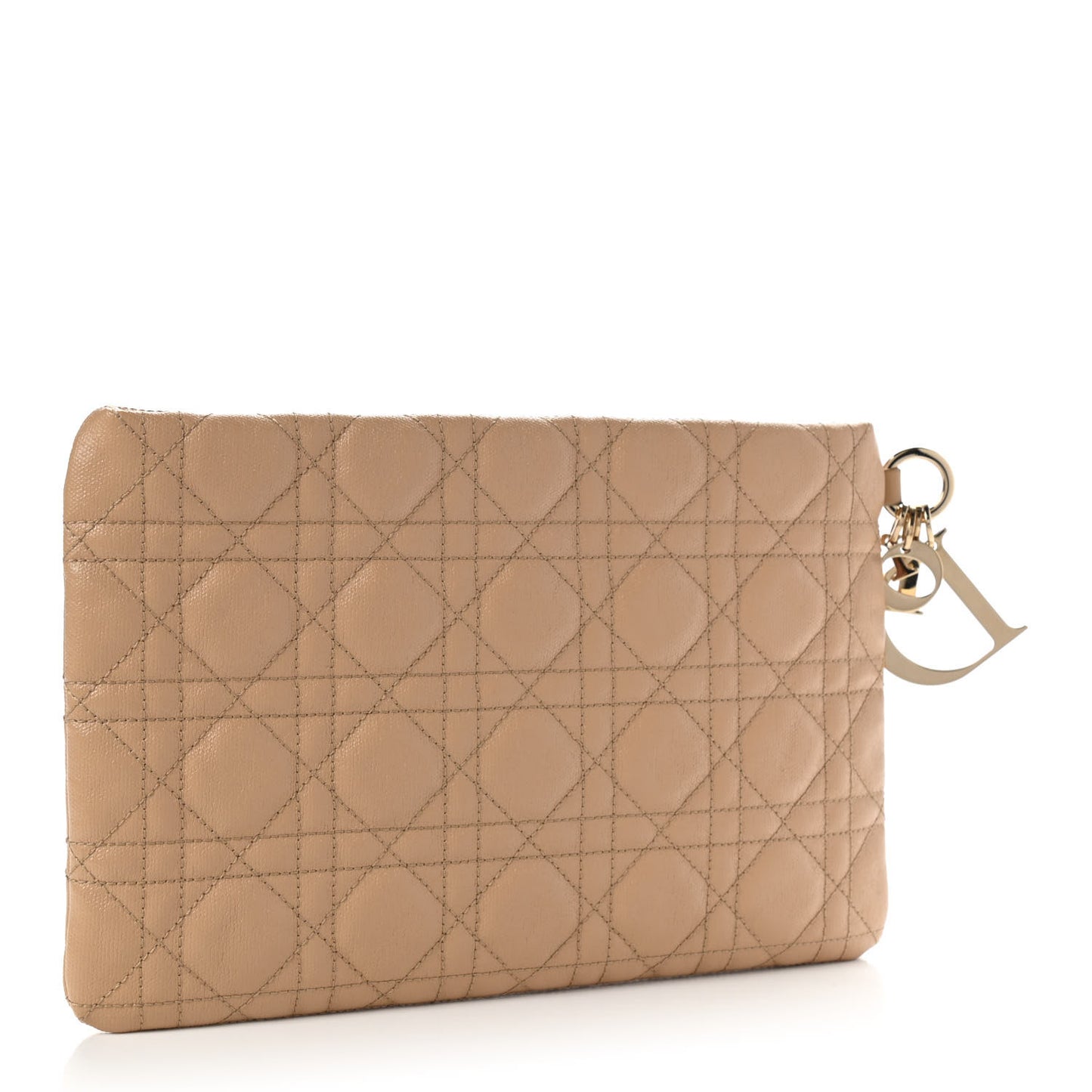 Coated Canvas Cannage Panarea Pouch Beige